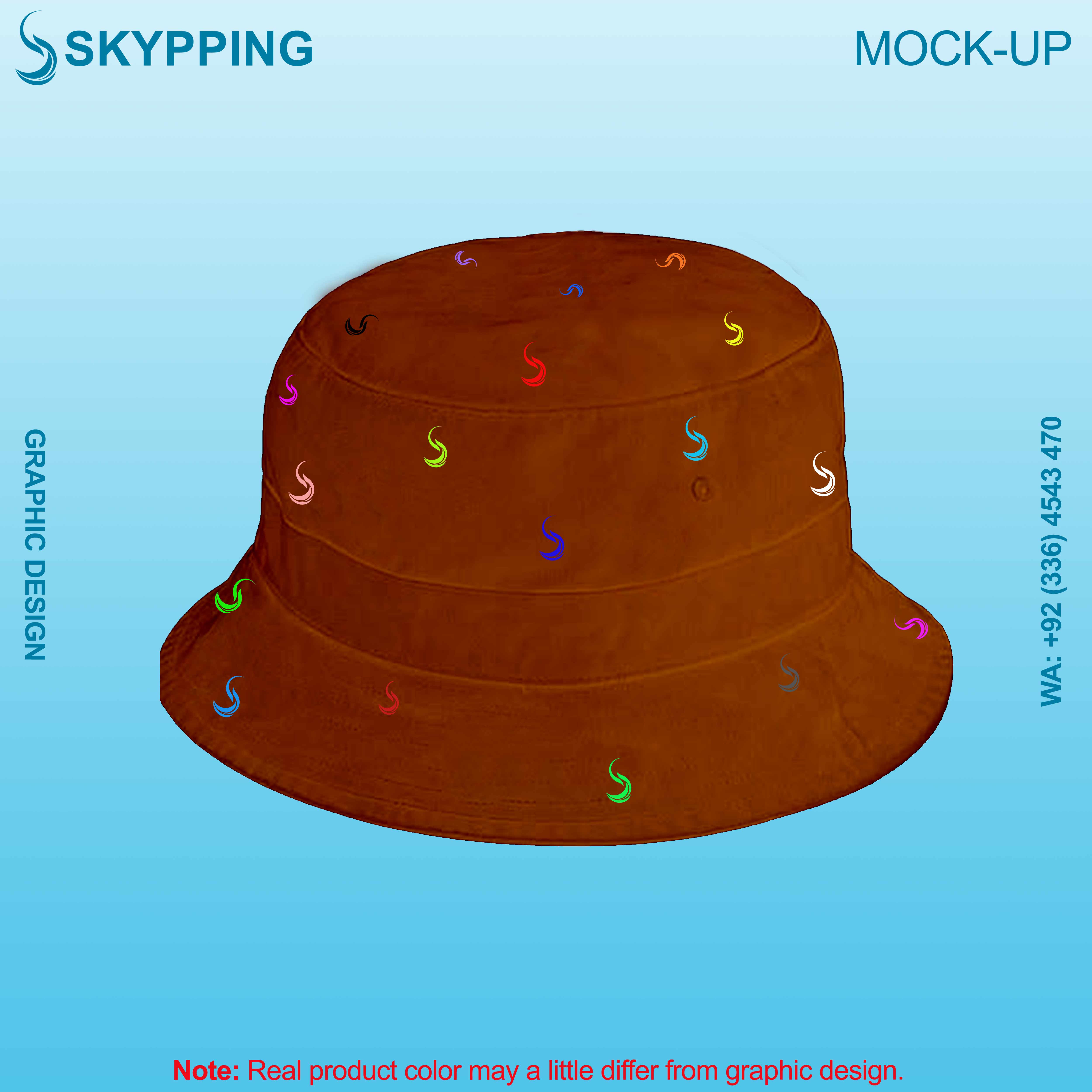 Bucket Hat - Boonie Hat with multiple colored logo in embroidery with denim fabric